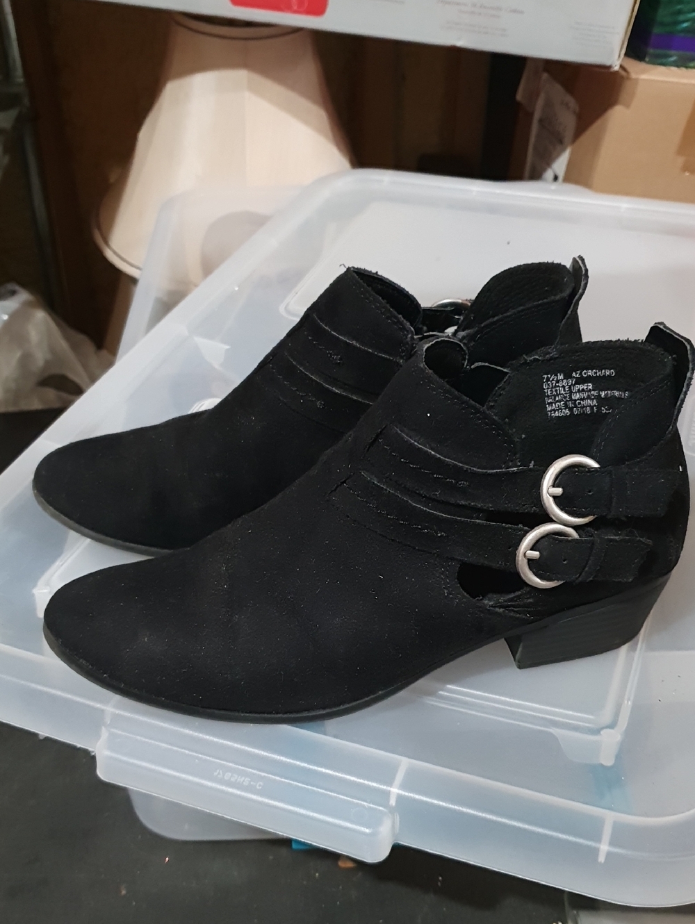 Women's Black Ankle Booties with Buckle Straps
